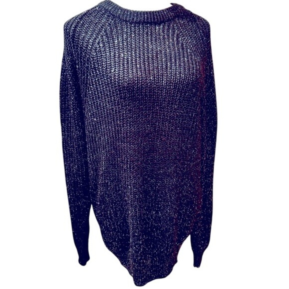 LAURA‎ PETERSON. Thick Black Metallic Sweater. Long Sleeves. Size L. Roun…
